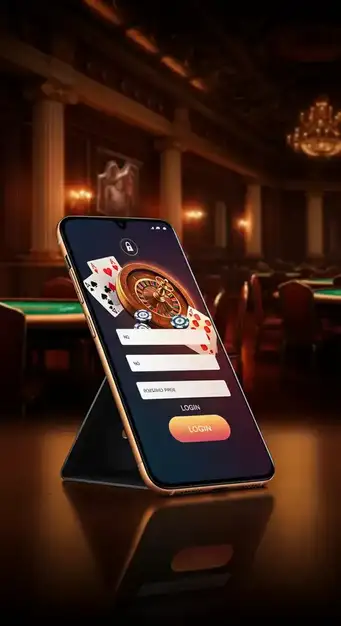 Interface de connexion sécurisée d'Olympe Casino sur un écran d'ordinateur portable, montrant les champs d'e-mail et de mot de passe avec une icône de cadenas.